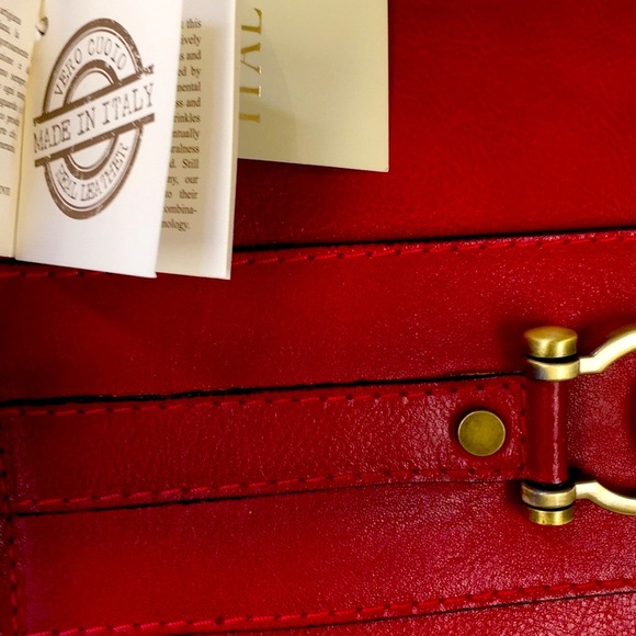 Pratesi Firenze Red Leather Large Wristlet New - Picture 4 of 4